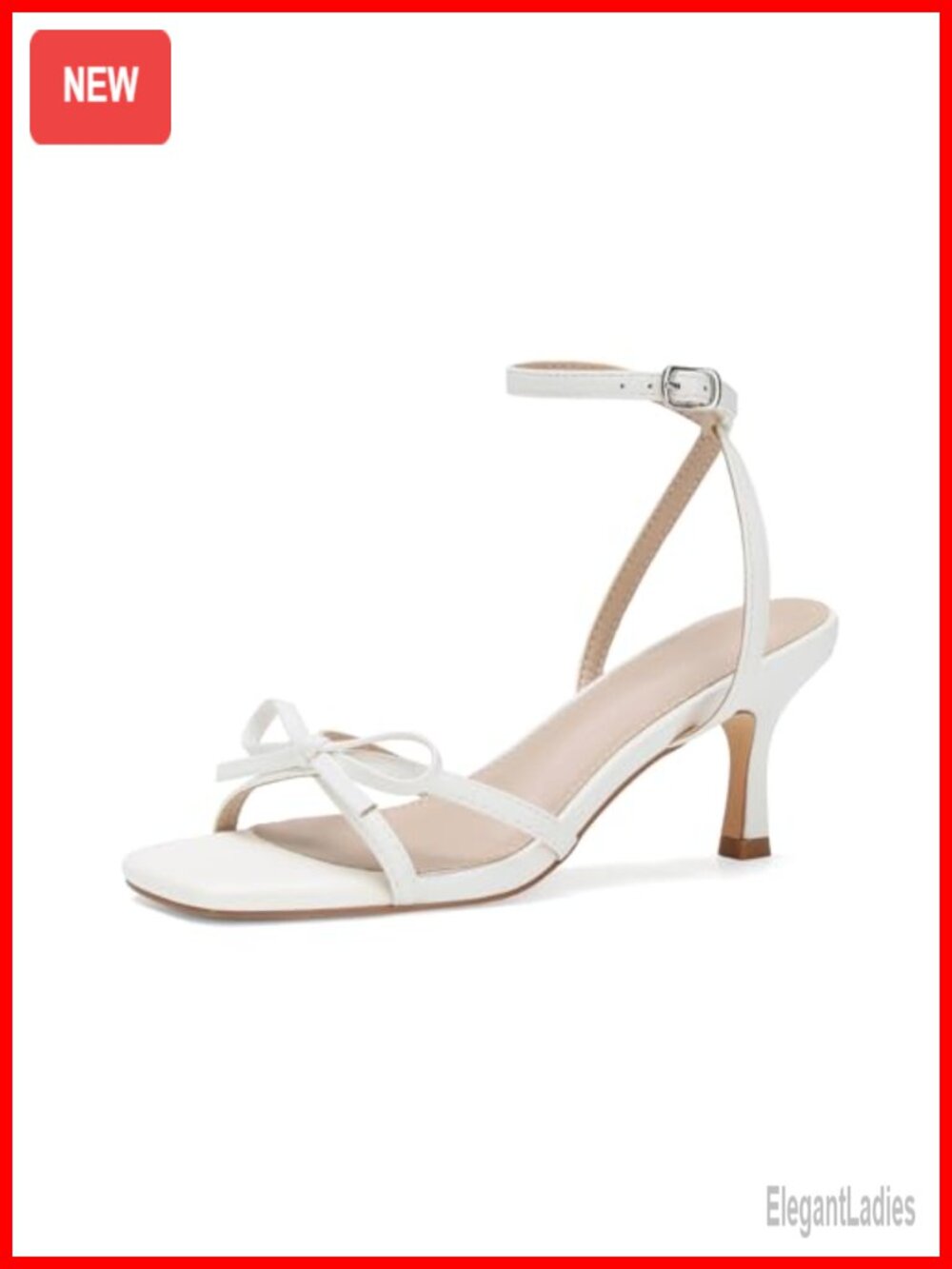 Faux Leather Bow Kitten Heel Sandals Strappy Buckle Wedding Heels